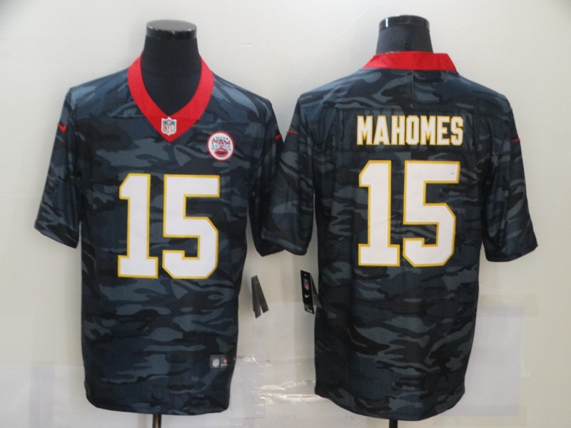 Men's Kansas City Chiefs Patrick Mahomes #15 Gray Camouflage Jersey
